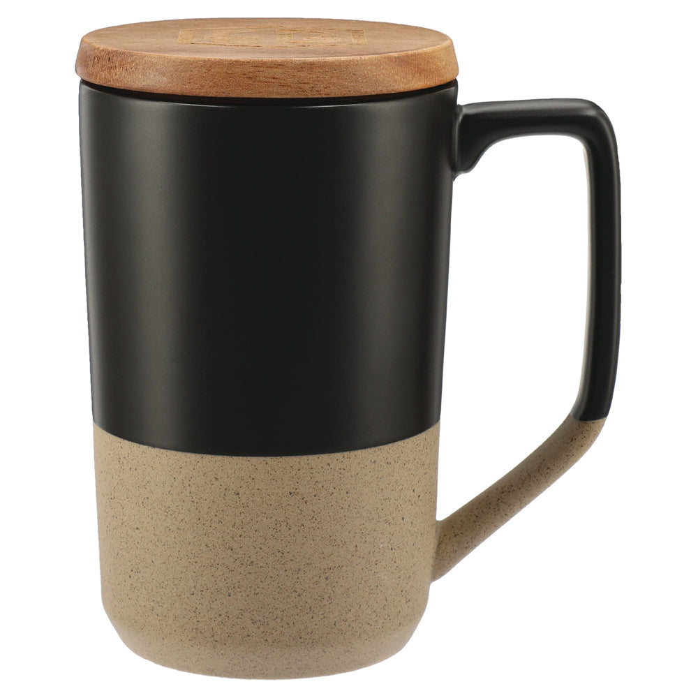 Tahoe Tea & Coffee Ceramic Mug with Wood Lid 16oz